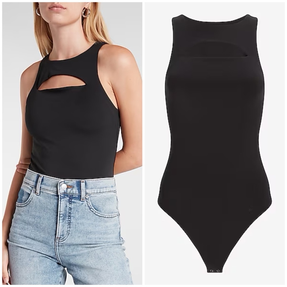 EXPRESS Body Contour Sleeveless High Neck Front Cutout Bodysuit Size Small